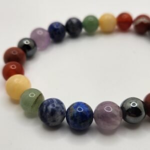 Natural Chakra Healing Bracelet- 7 Stone Energy Balance with Hematite Grounding