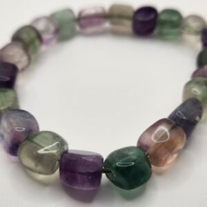 Natural Rainbow Fluorite Tumbled Bead Bracelet – Clarity, Focus & Energy Protection