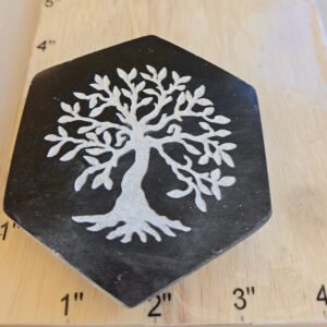 Black Selenite Hexagon Tree Of Life 3"